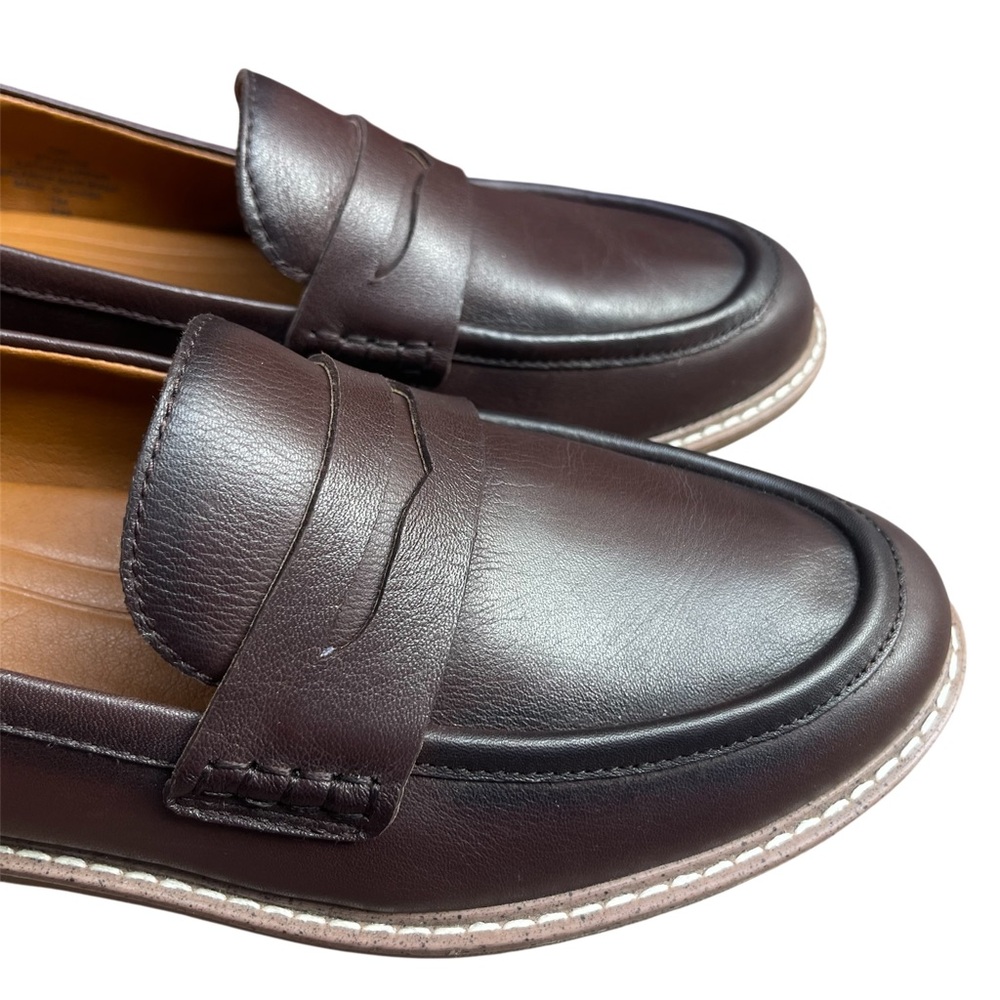 EARTH’s Women’s Dark Brown Javas Round Toe Casual Slip On Penny Loafers Leather